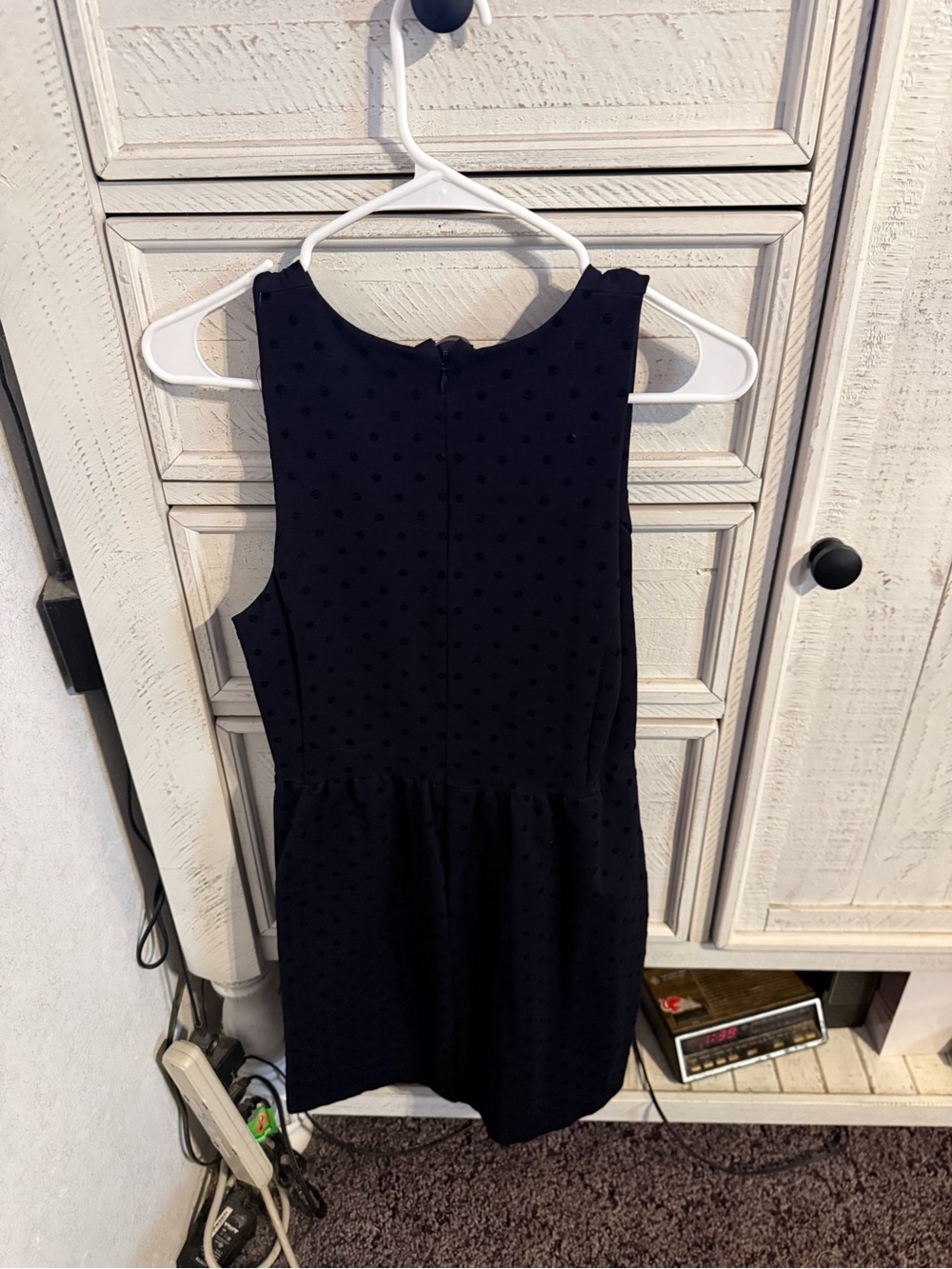 J. Crew Navy Sleeveless Midi Dress with Swiss Dot Texture